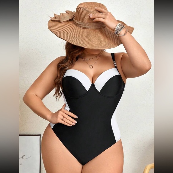 Luxe solid color block swimsuit